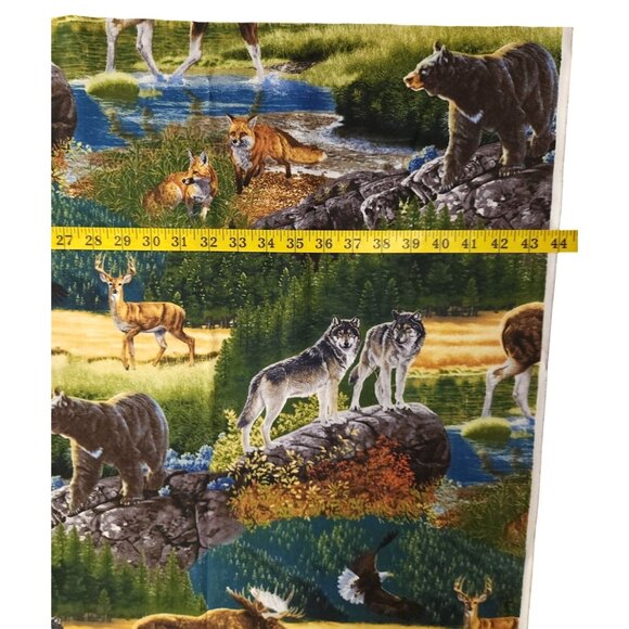 Bringing Nature Home Scenic Wildlife Fabric Panel Wolves Bears Foxes Moose - Picture 10 of 14